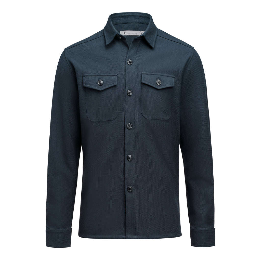 Strukturstickat overshirt i waffle-tyg