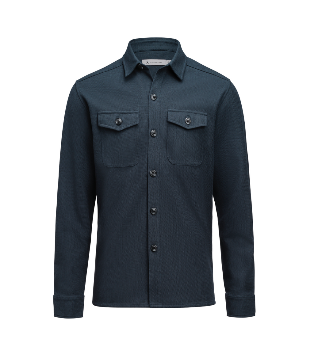 Strukturstickat overshirt i waffle-tyg